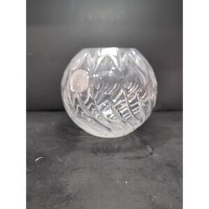 Zawiercie Hand Cut Crystal Bowl, Lead Polish Crystal Orb, Sphere Fan Pattern‎